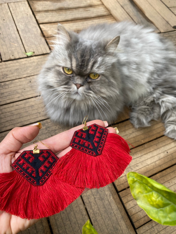 خرید گوشواره سوزندوزی کاملا دستدوز