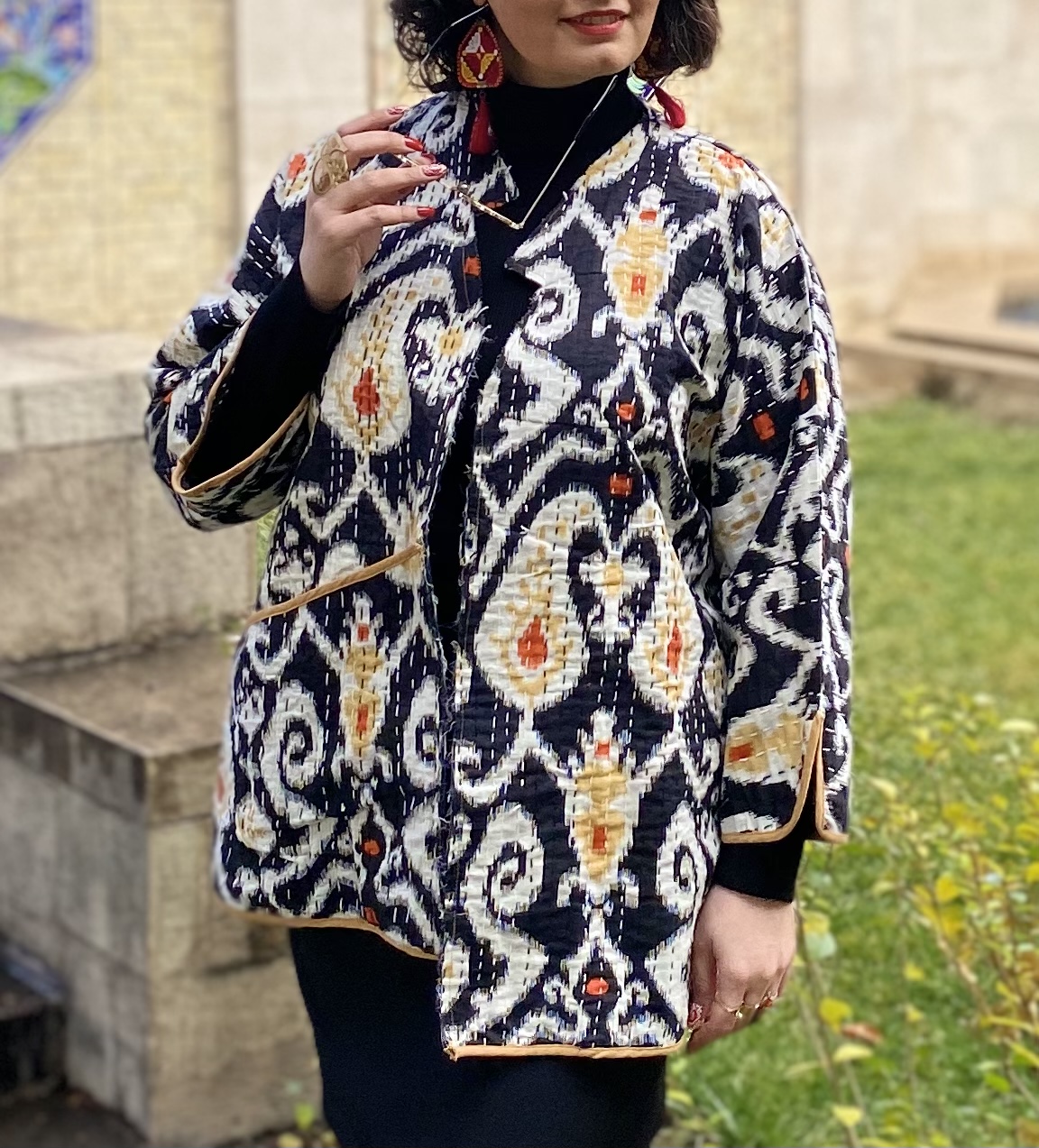 کت باتیک دستدوز زنانه قد کت ۷۶ قد آستین ۵۵