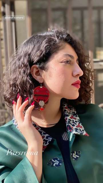 گوشواره سوزندوزی دستدوز با سکه و منجوق دوزی